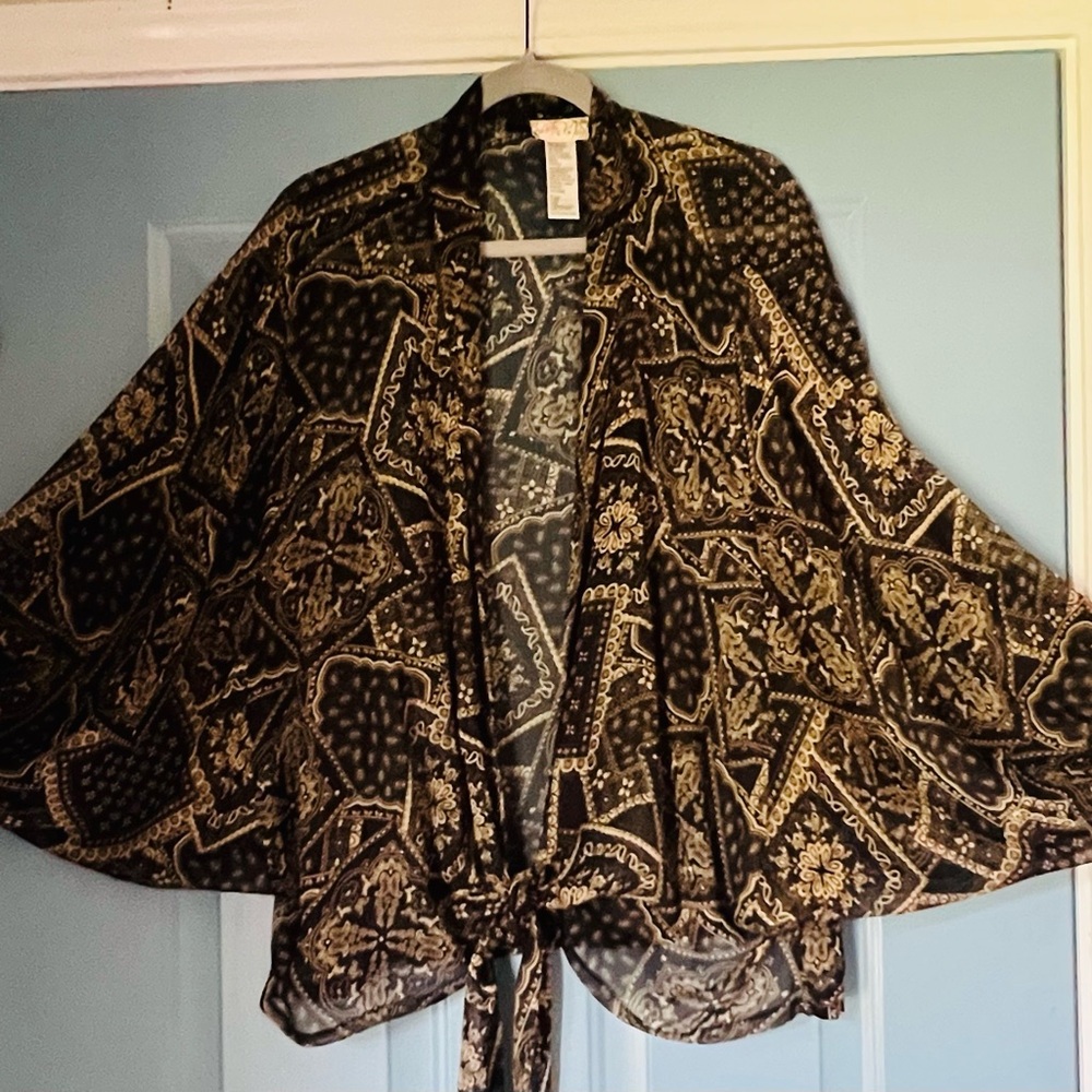 Free People Black and Gold Sheer Wrap